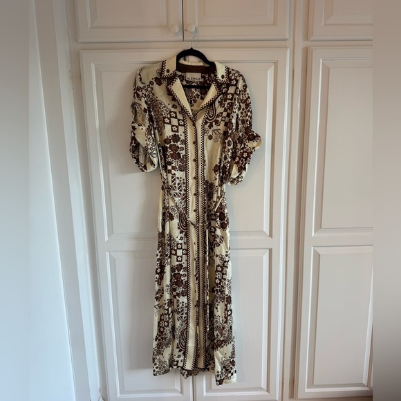 Alémais Vinnie Printed Satin Shirt Dress – Size US 8 (AU 12) - Picture 4 of 6